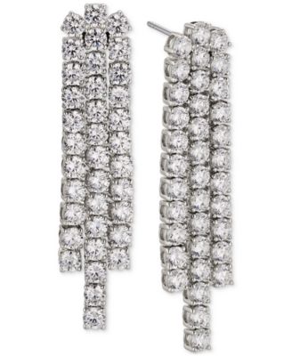 Eliot Danori - Silver-Tone Cubic Zirconia Chandelier Earrings