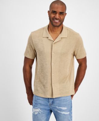 GUESS - Men's Gauze Short Sleeve Button-Front Camp Shirt