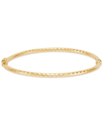 Italian Gold - Textured Disco-Cut Hinged Bangle Bracelet in 10k Gold