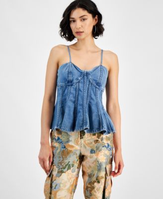 GUESS - Women's Maia Sleeveless Size-Zip Peplum Top
