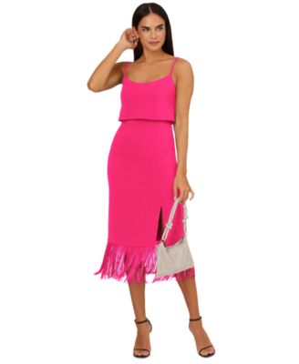 Adrianna by Adrianna Papell - Women's Fringed-Hem Midi Sheath Dress