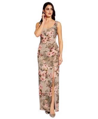 Adrianna Papell - Metallic Floral-Print Gown