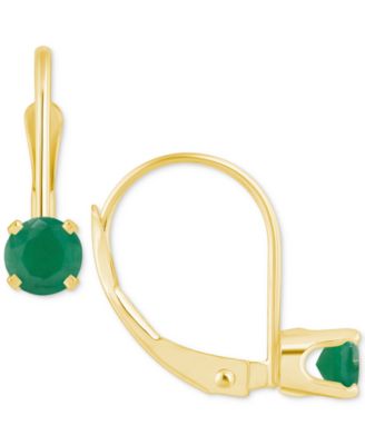Macy's - Emerald Solitaire Leverback Earrings (1/2 ct. t.w.) in 14k Gold (Also in Ruby, Sapphire, & Tanzanite)