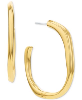 Calvin Klein - Stainless Steel Medium Structural C-Hoop Earrings, 1.33"