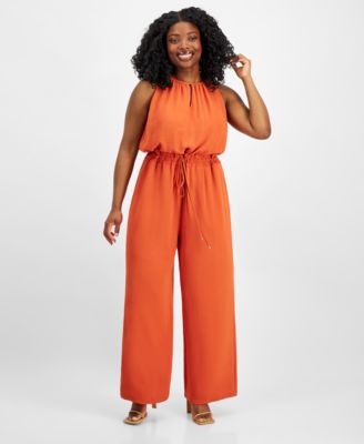 Tahari - Plus Size Keyhole Sleeveless Wide-Leg Jumpsuit