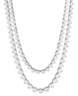 Arabella - Cubic Zirconia Layered 17" Statement Necklace in Sterling Silver