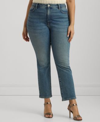 Lauren Ralph Lauren - Plus Size High-Rise Straight Ankle Jeans