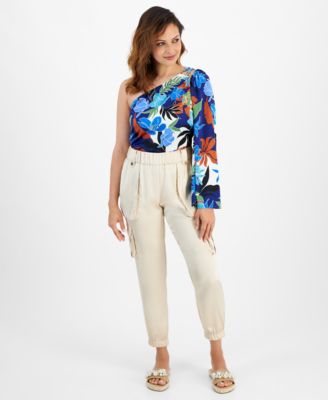 I.N.C. International Concepts - Petite Satin High-Rise Belted Cargo Pants, Created for Macy's
