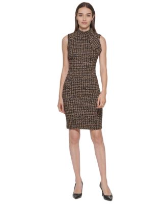Calvin Klein - Women's Mock-Neck Jacquard Sleeveless Dress