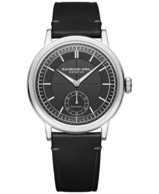 Raymond Weil - Men's Swiss Automatic Millesime Black Leather Strap Watch 40mm