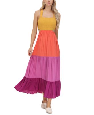 Frye - Women's Smocked Colorblock Maxi Dress