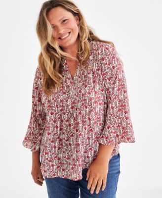 Style & Co - Plus Size 3/4-Sleeve Pintuck Top