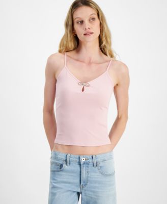 Almost Famous - Juniors' Rhinestone-Bow Sleeveless Cami Top