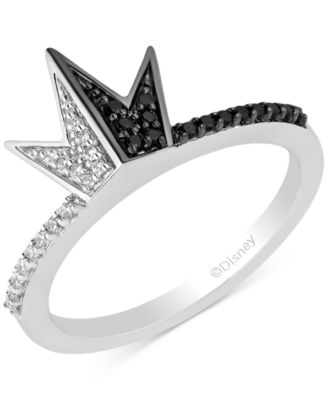 Disney Enchanted Vault - Black Diamond & White Diamond Cruella Crown Ring (1/5 ct. t.w.) in Sterling Silver