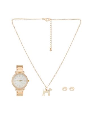 Jessica Carlyle - Women's Holiday 2022 Gold-Tone Metal Alloy Bracelet Watch 38mm Gift Set