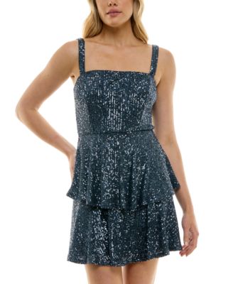 Trixxi - Juniors' Sequin Embellished Tiered Sleeveless A-Line Dress