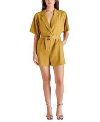 Steve Madden - Women's Honor Belted Short-Sleeve Romper