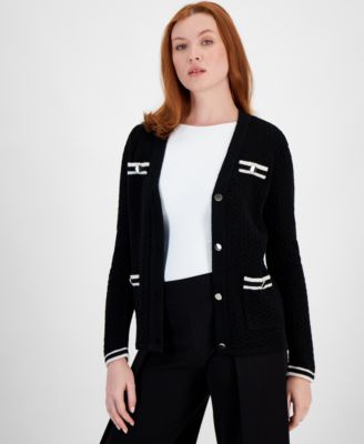 Anne Klein - Women's Tipped Long-Sleeve Cardigan
