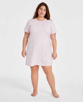Charter Club - Plus Size Cotton Ditsy Floral Henley Sleepshirt