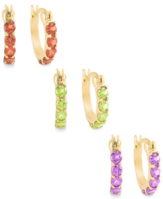 Macy's - Multi-Stone Hoop Earrings Set in 18k Gold over Sterling Silver