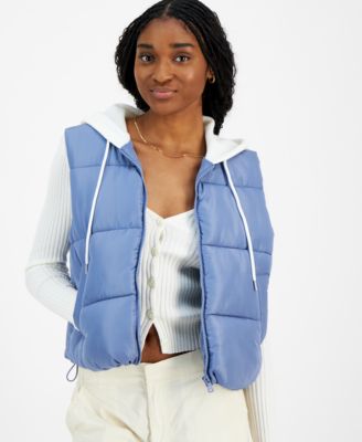 Madden Girl - Juniors' Hooded Drawcord-Hem Puffer Vest