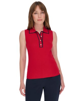 Tommy Hilfiger - Women's Rib-Knit Sleeveless Polo Tank Top