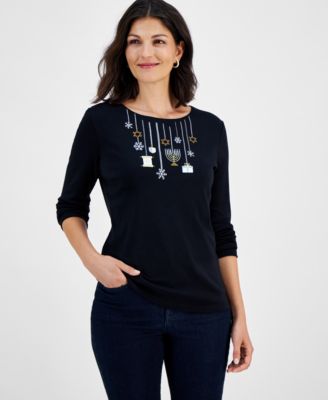 Holiday Lane - Women's  Hanukkah Fun long-Sleeve Tee