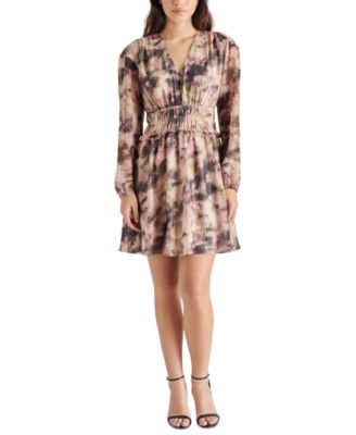 Steve Madden - Women's Fiora Printed Smocked-Waist Dress