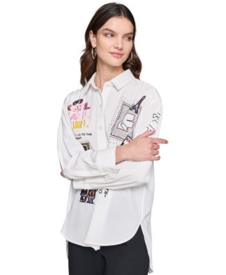 KARL LAGERFELD PARIS - Women's Embellished Graphic Shirt