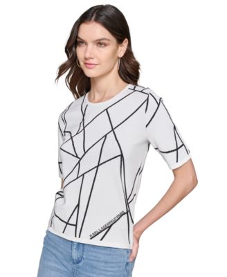 KARL LAGERFELD PARIS - Women's Geo-Print Sweater