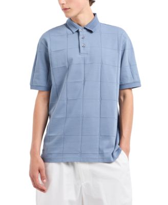A|X Armani Exchange - Men's Short Sleeve Large Grid Pattern Polo Shirt