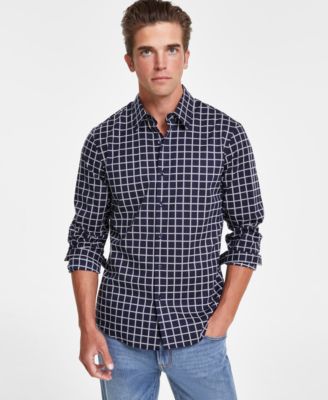 Michael Kors - Men's SLim-Fit Stretch Windowpane Check Button-Down Shirt