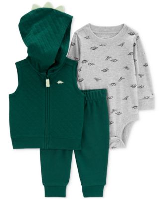Carter's - Baby Boys Quilted Dinosaur Little Vest, Dinosaur-Print Bodysuit & Pants, 3 Piece Set