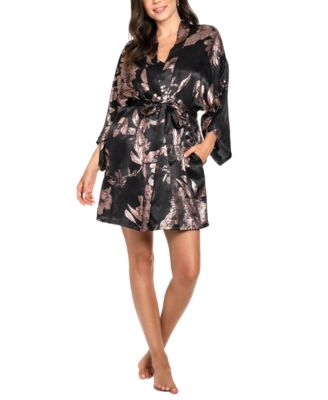Midnight Bakery - Women's Floral Hammered Satin Robe