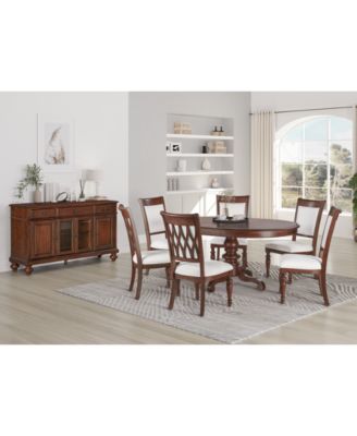 Furniture - Daria 7 Pc. Dining Set (Round Table & 6 Upholstered Side Chairs)