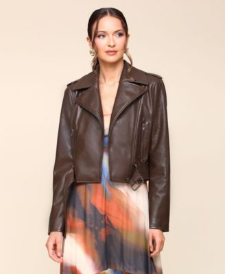 Avec Les Filles - Women's Cropped Long-Sleeve Aviator Jacket