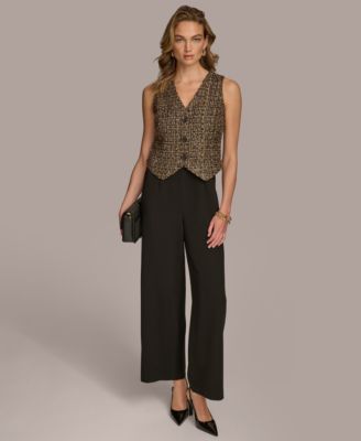 Donna Karan New York - Women's Tweed-Bodice Wide-Leg Jumpsuit