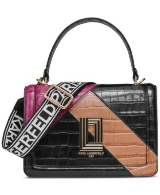 KARL LAGERFELD PARIS - Simone Logo Strap Embossed Leather Crossbody Bag