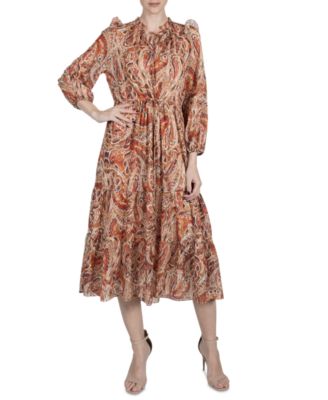 julia jordan - Women's Printed High-Neck Midi Dress