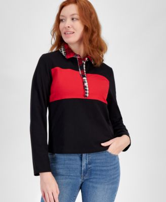 Nautica Jeans - Women's Colorblocked Long-Sleeve Rugby Top