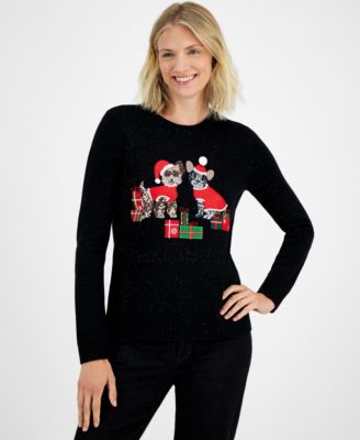 Holiday Lane - Women's Pups & Presents Sequined Sweater