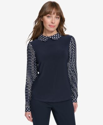Tommy Hilfiger - Women's Collared Pleated-Sleeve Top