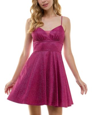 City Studios - Juniors' Embellished Glitter Sleeveless Fit & Flare Dress
