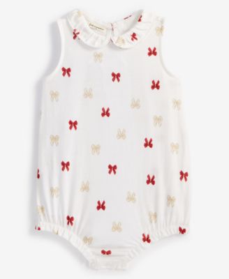 First Impressions - Baby Girls Delicate Bows Printed Sunsuit