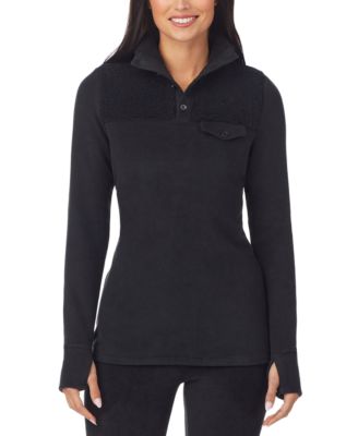 Cuddl Duds - Petite Fleecewear Long-Sleeve Collared Top