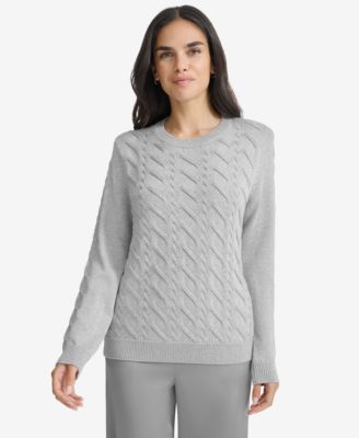 Calvin Klein - Women's Metallic Cable-Knit Sweater