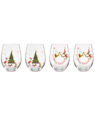 Lenox - Grinchmas Stemless Wine Glasses, Set of 4