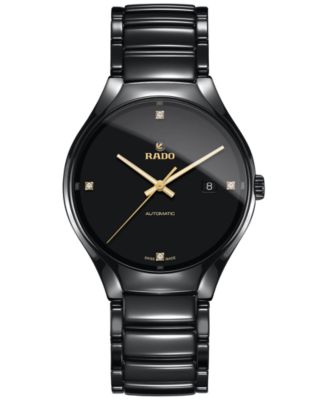 Rado - Men's Swiss Automatic True Black Diamond Accent Ceramic Bracelet Watch 40mm R27056712