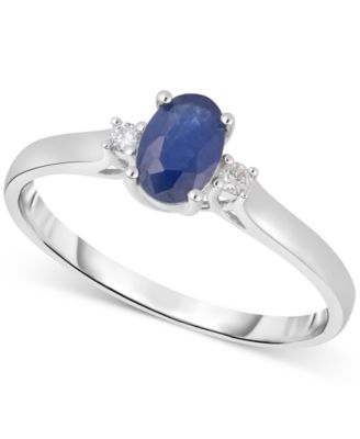 Macy's - Sapphire (1/2 ct. t.w.) & Diamond Accent Oval Ring in 14k White Gold
