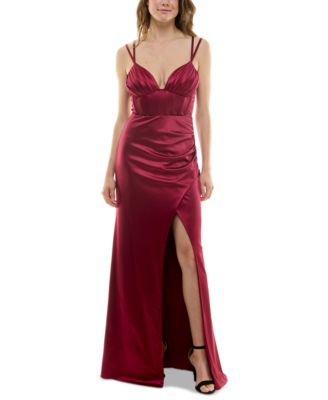 Speechless - Juniors' Satin Strappy-Back Gown